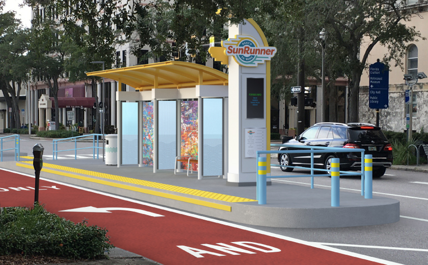 SunRunner station with bus-and-turn lane