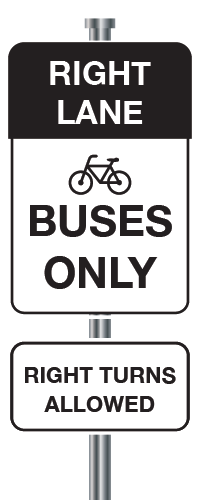 Right Bike-Bus-and-Turn Lane Sign