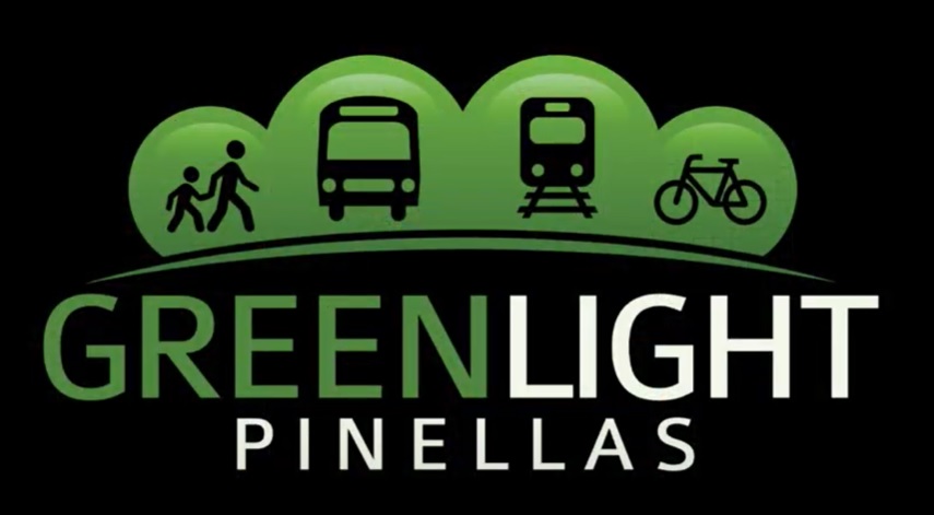 A logo for the Greenlight Pinellas Plan, in black, green, and white.