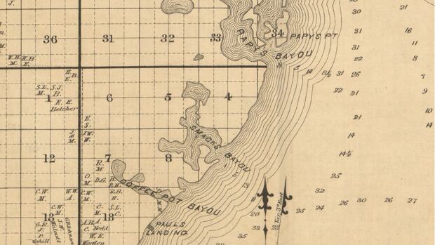 An 1882 map of the North Shore area of St. Petersburg including Coffee Pot Bayou.