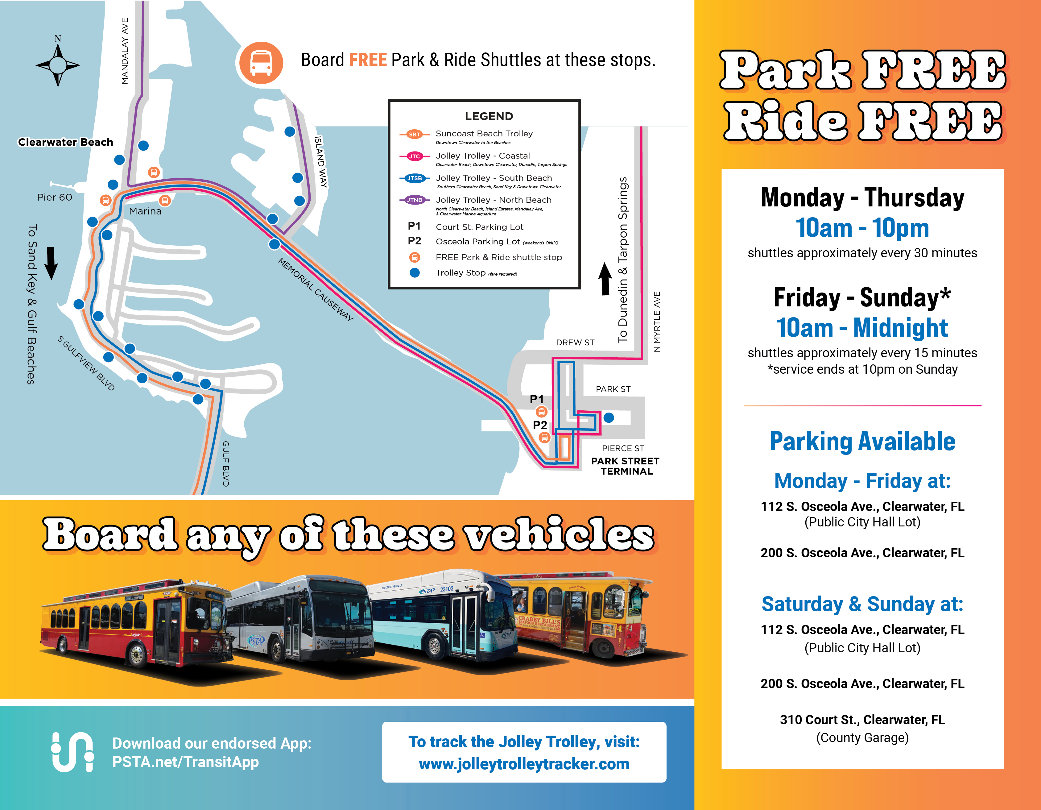 A map of the Clearwater Park & Ride for Spring Break.