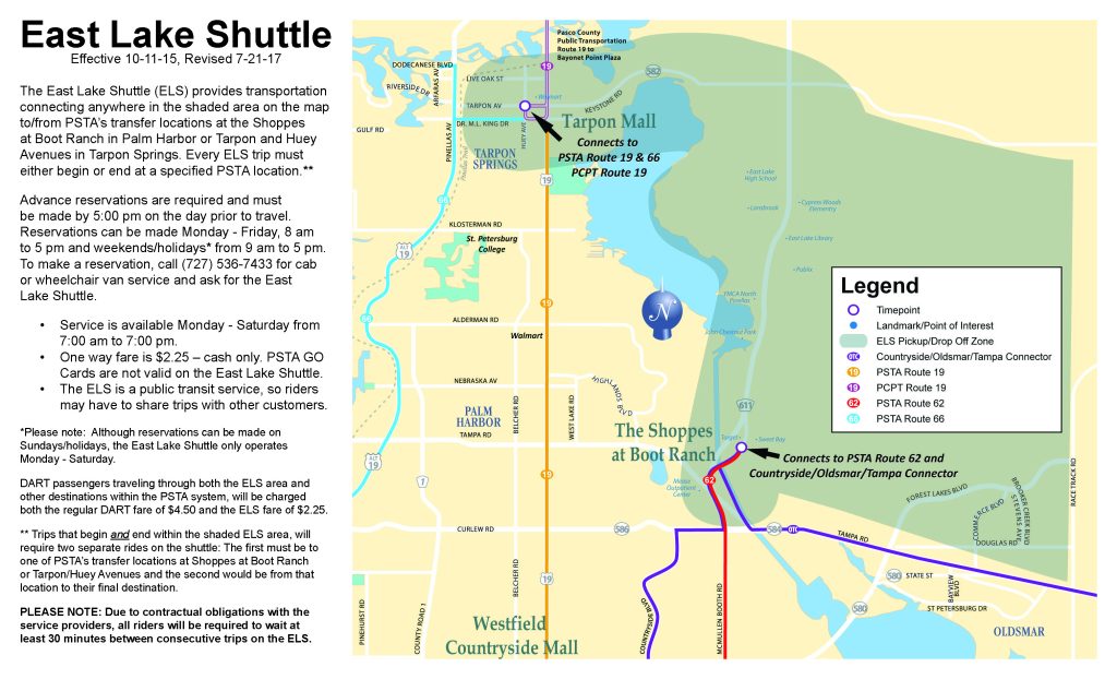 East Lake Shuttle map
